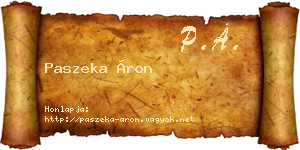 Paszeka Áron névjegykártya